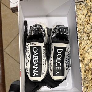 Dolce & Gabbana Monochrome Graphic Slip-Ons